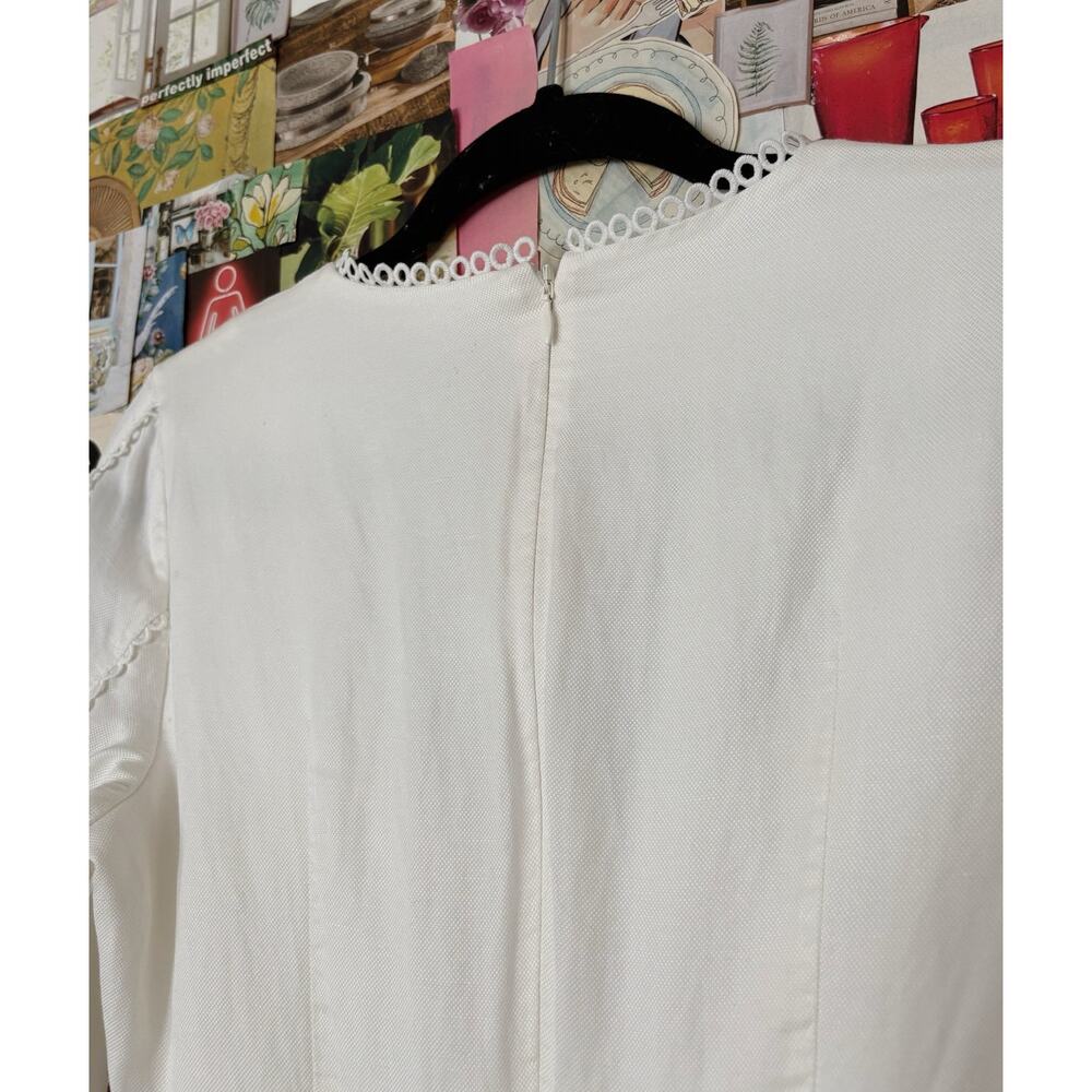 White Bardot Crochet V-Neck Mini Dress with Flounce Hem US 6 - Picture 8 of 10